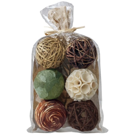 Blue Donuts Decorative Balls for Bowls, Vases Assorted 7 Piece Rattan Wicker Balls BD3486619